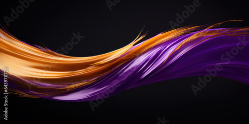 Abstract wavy glass background. Purple, orange, black colors.