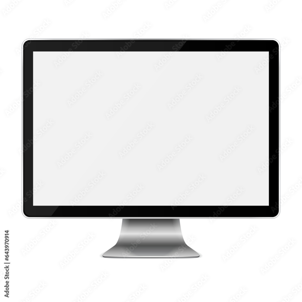 Modern flat screen computer monitor. Computer display isolated on white background. Vector illustration. Modern flat screen computer monitor. Computer display isolated on white background. Vector illustration.