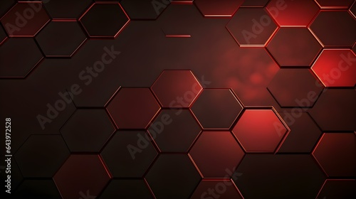 Abstract Background of hexagonal Shapes in dark red Colors. Geometric 3D Wallpaper 