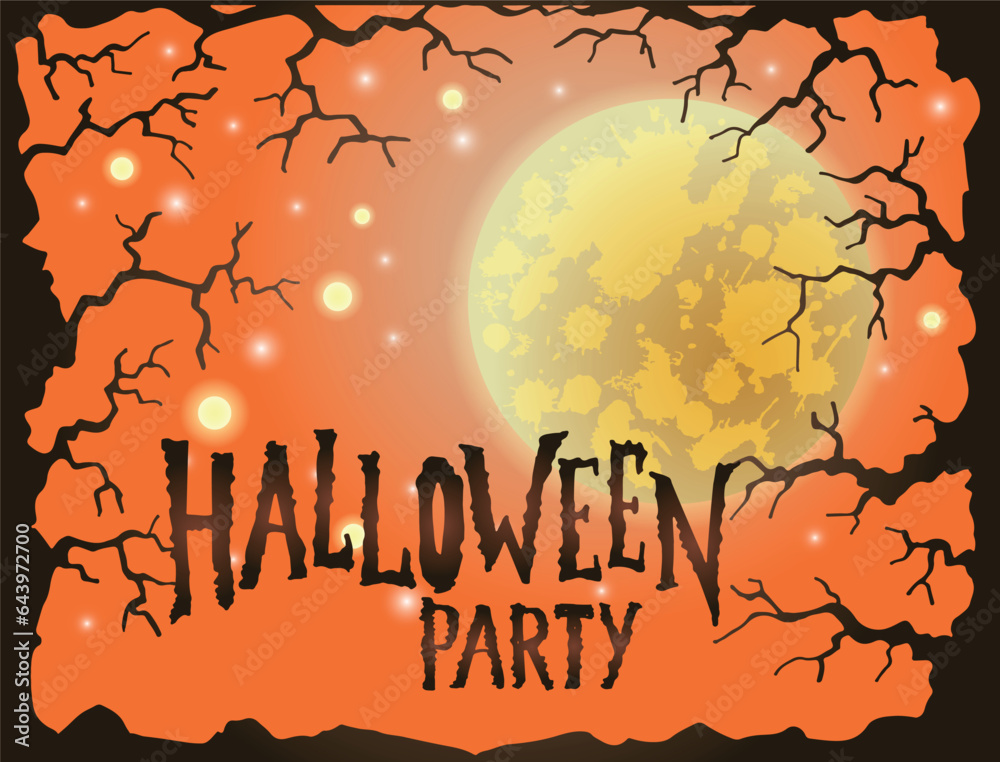 Happy Halloween card. Spooky banner. Vector illustration. Flyer or invitation template for Halloween party.