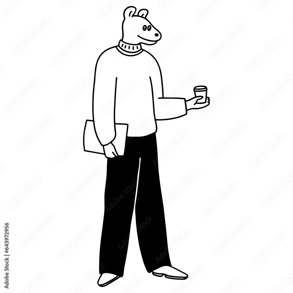 Dog character holding coffee cartoon illustration Dog character holding coffee cartoon illustration