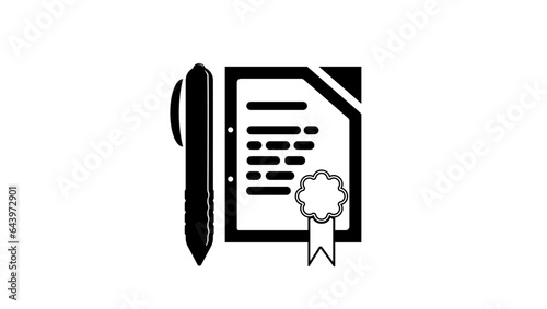 legal documents logo, pen with paper with stamp