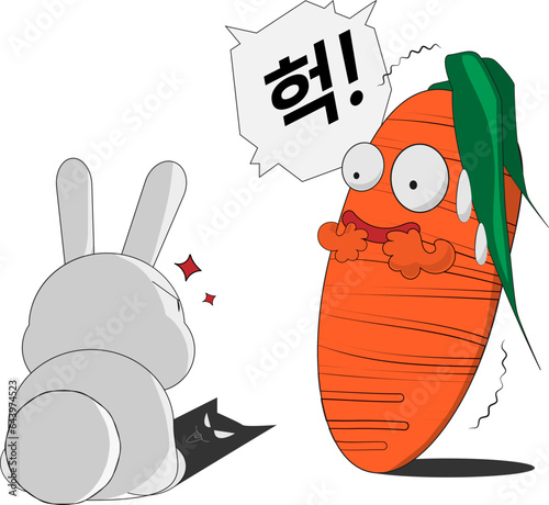 토끼와 당근 삽화 벡터 일러스트