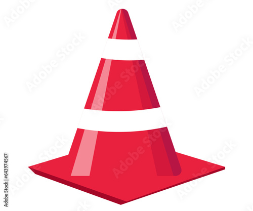 赤色の三角コーン。カラーコーン、パイロン、工事、安全コーンベクターイラスト