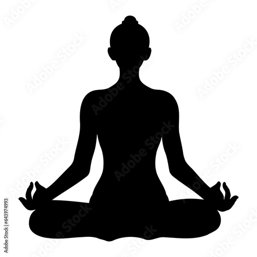 Woman meditating in a lotus pose silhouette. Yoga pose. Vector illustration