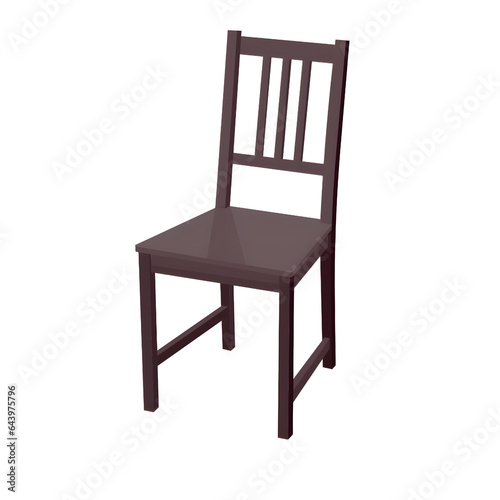Comfortable Wood Chair - Vintage Style Backrest and Soft Cushion Seat  Vector Furniture Image