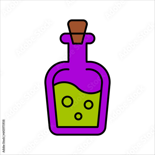 Magic poison bottle icon, traditional Halloween decorative element. vector illustration on white background