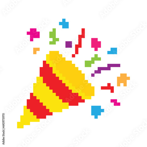  party confetti  icon 8 bit  pixel art fireworks birthday icon  for game  logo.