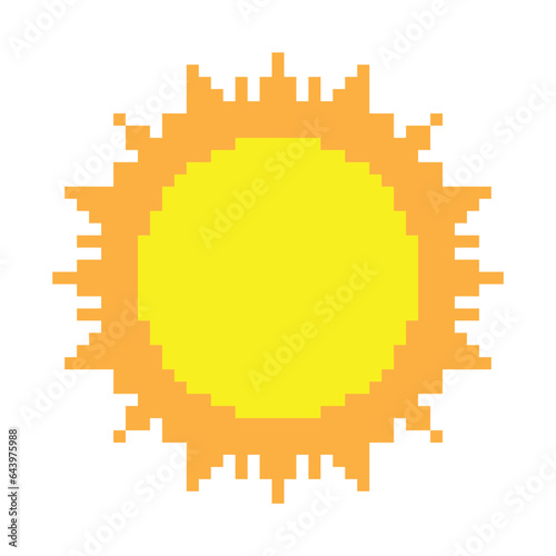 sun  icon 8 bit, pixel art sun icon  for game  logo.