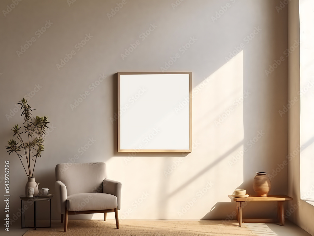 Contemporary cozy living room house with blank photo frame for decorative Contemporary cozy living room house with blank photo frame for decorative