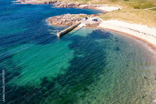 Aerial view of the north west pier on Cruit Island, Tobernoran, bay, County Donegal, Ireland photo