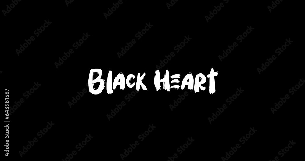 Black Heart Bold Text Typography Animation Effect of Grunge Transition on Black Background 