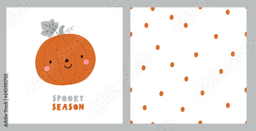 Cute cartoon Halloween little pumpkins - vector seamless pattern