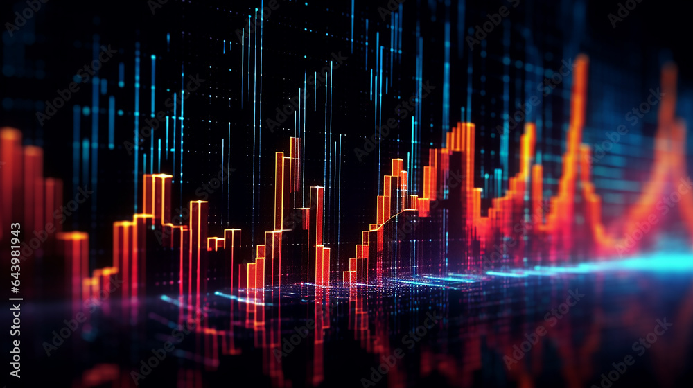 Generative AI, stock market chart lines, financial graph on technology abstract background represent financial crisis, financial meltdown. Technology concept, trading market concept Generative AI, stock market chart lines, financial graph on technology abstract background represent financial crisis, financial meltdown. Technology concept, trading market concept
