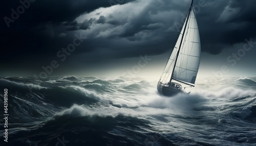 Sailboat in the Sea During Storm