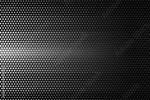 Black hexagonal grid abstract background and gradient background. Black and white or monochromatic pattern