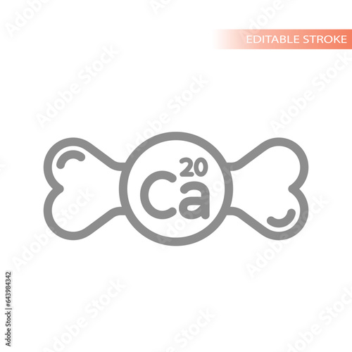 Calcium bone line vector icon. Supplement or food symbol.