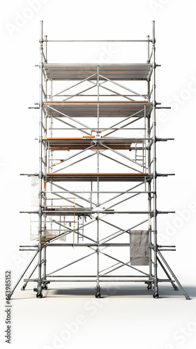 high narrow scaffolding construction isolated on white background