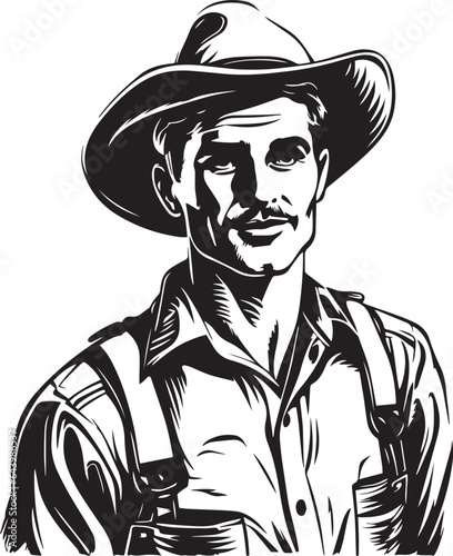 Farmer head in a hat, Vector Illustration, SVG