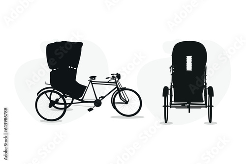 silhouette of rickshaw in Bangladesh and India.