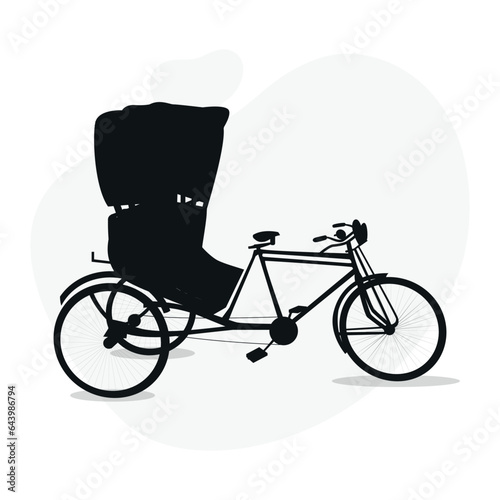 silhouette of rickshaw in Bangladesh and India.