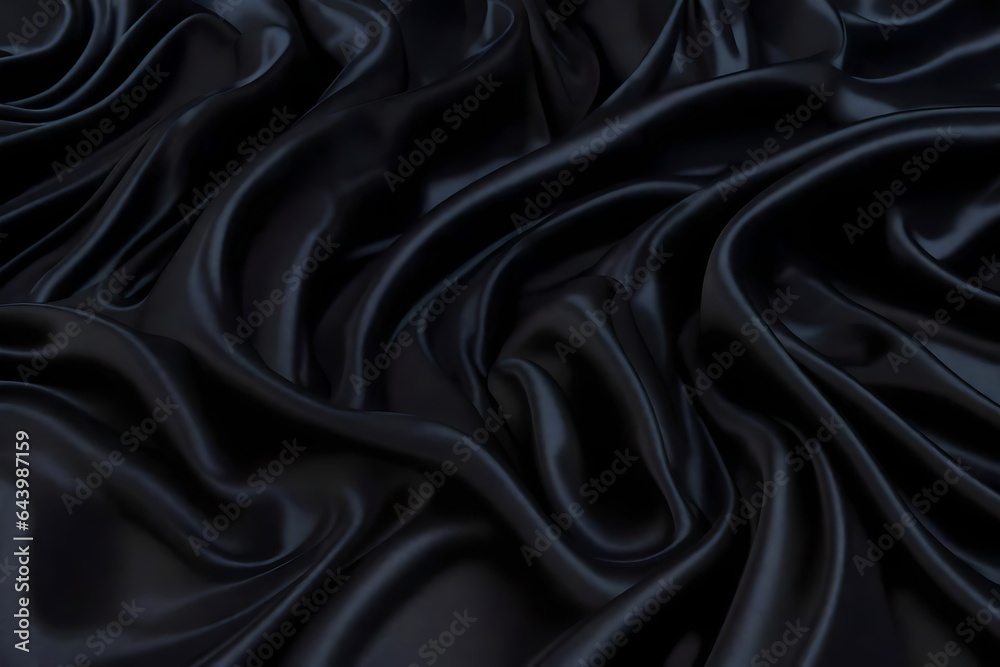 Obraz premium Black wavey twirled silk fabric background photography