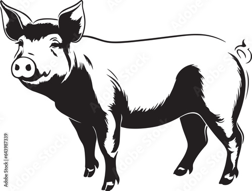 Pig in full length  pig icon  Farm animal  Vector Illustration  SVG