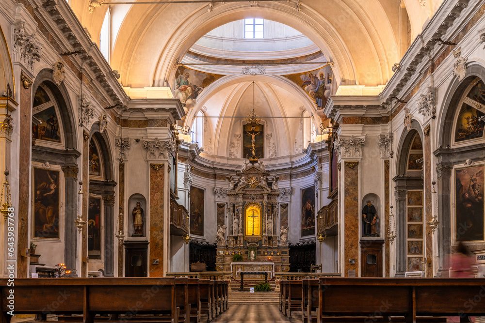 Interior of the church of St. Pancras, Bergamo, Italy, August 7, 2023