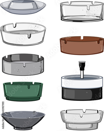 ashtray set cartoon. health cigarette, ash toxic, nicotine table ashtray sign. isolated symbol vector illustration