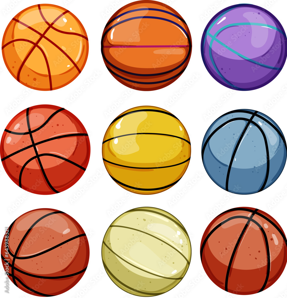 basketball ball set cartoon. black competition, equipment team, object texture basketball ball sign. isolated symbol vector illustration
