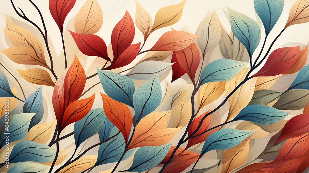 custom made wallpaper toronto digitalautumn leaves and branches background, abstract soft color softpastel bright colors, fall pattern