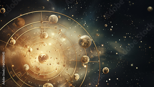 astrological background with planets and copy space