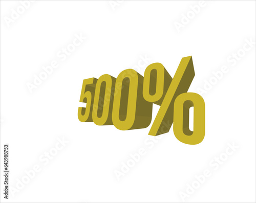 500 Percent off 3d Sign on White Background, Special Offer 100% Discount Tag, Sale Up to 100 Percent Off,big offer, Sale, Special Offer Label, Sticker, Tag, Banner, Advertising, offer Icon