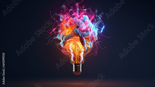 3d colorful bulb character, generative AI