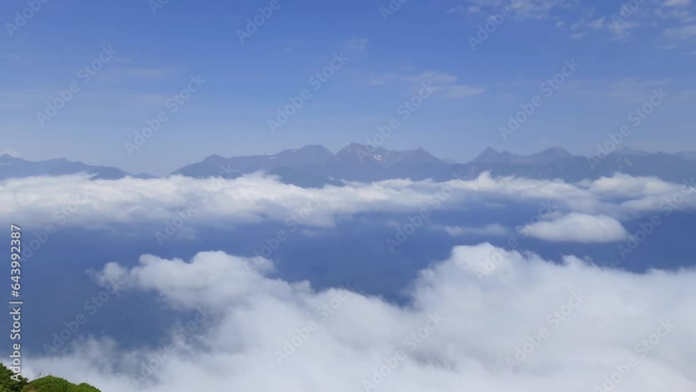 Beautiful landscape view from the mountain above the clouds.