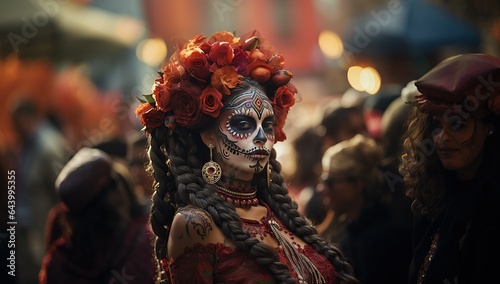 People take part in the celebration of the Dia de los Muertos.