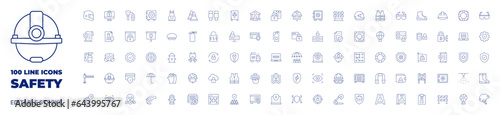 100 icons Safety collection. Thin line icon. Editable stroke. Safety icons for web and mobile app.