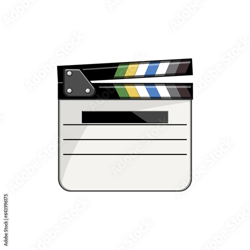 production clapperboard cartoon. clapboard clap, clapperboard action, director slate production clapperboard sign. isolated symbol vector illustration
