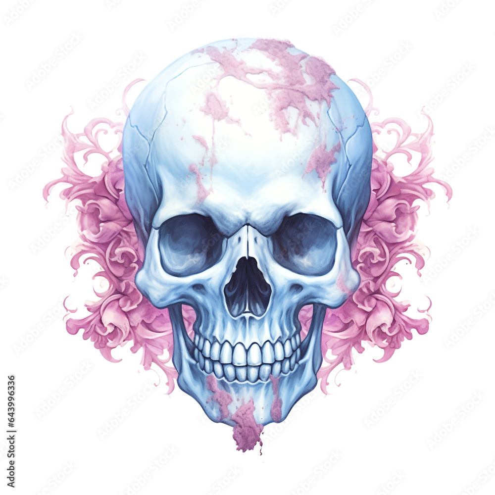 Fototapeta premium Watercolor pastel purple Halloween skull