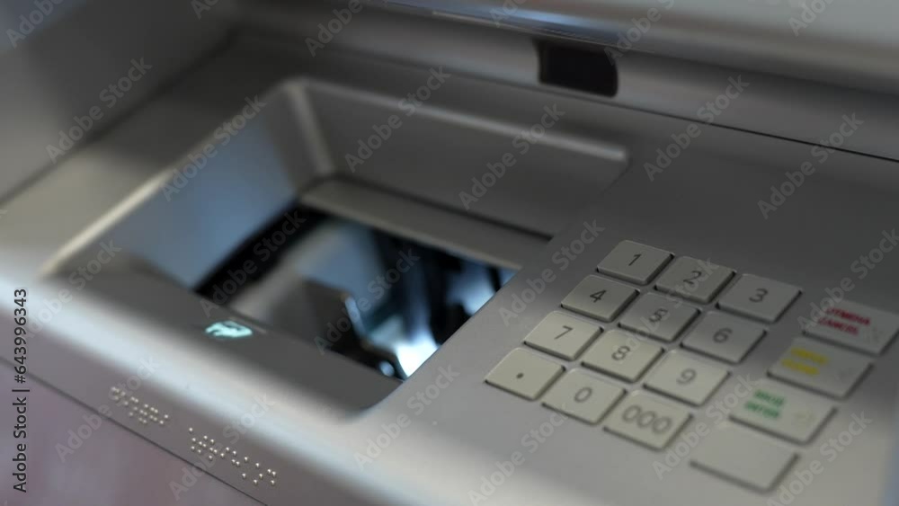 Hand enter pin code in cash machine, close-up Hand enter pin code in cash machine, close-up