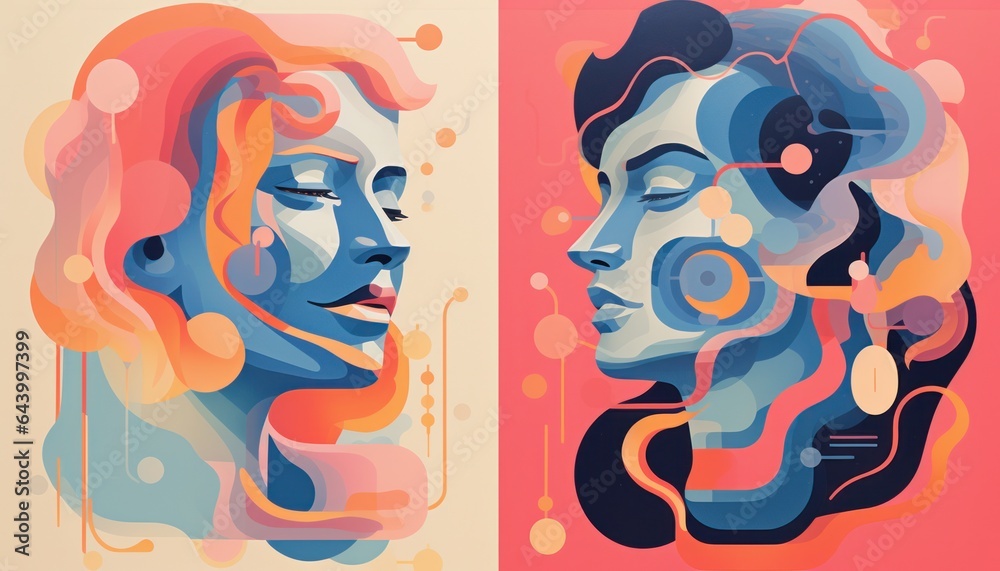 Obraz premium flat art Illustrations in minimalist risograph style