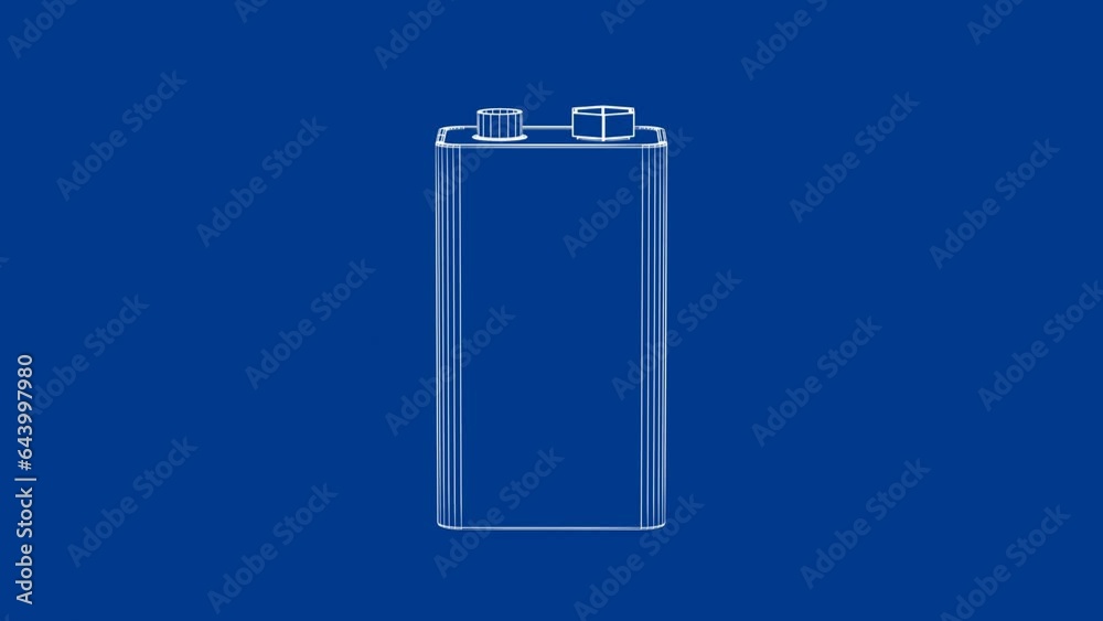 3D wire-frame model of 9V battery