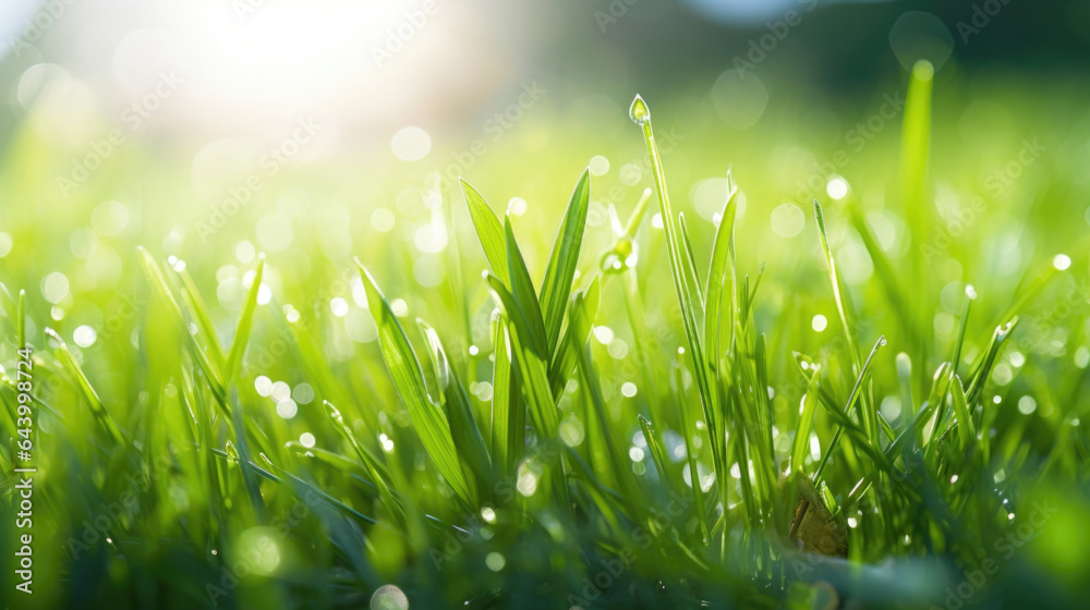 A crisp and clear portrait of a blade of grass, highlighted in brilliant sunshine.