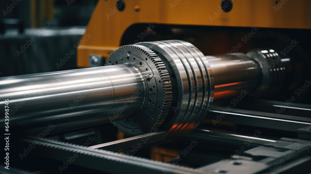 A close up of a large metal roller used for forming and shaping metal extrusions. A close up of a large metal roller used for forming and shaping metal extrusions.