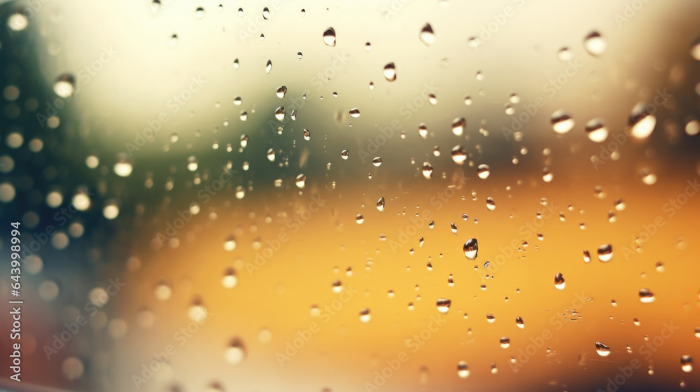 A single raindrop sliding silently down a window pane in closeup.
