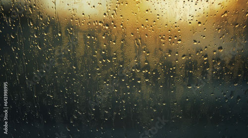 Closeup of streaks of rainwater flowing across a dirty windshield.