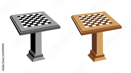 .Chess table on a high stand. Vector illustration isolated on white background.