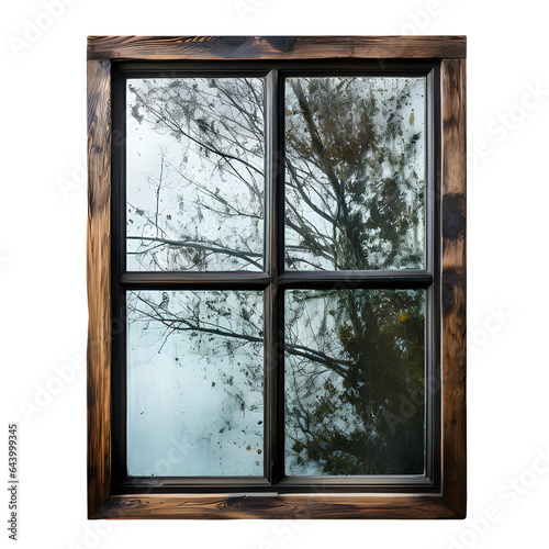 wooden window isolated on white background  window cut out png  generative ai