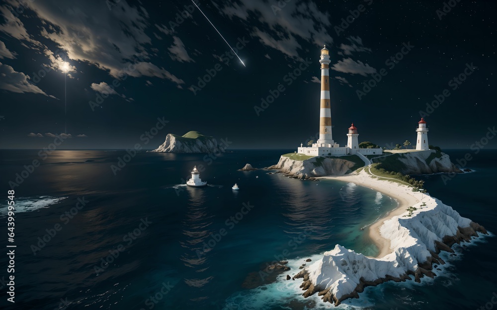 The Concept of Safety and Solitude in a Small Island Lighthouse ai generated