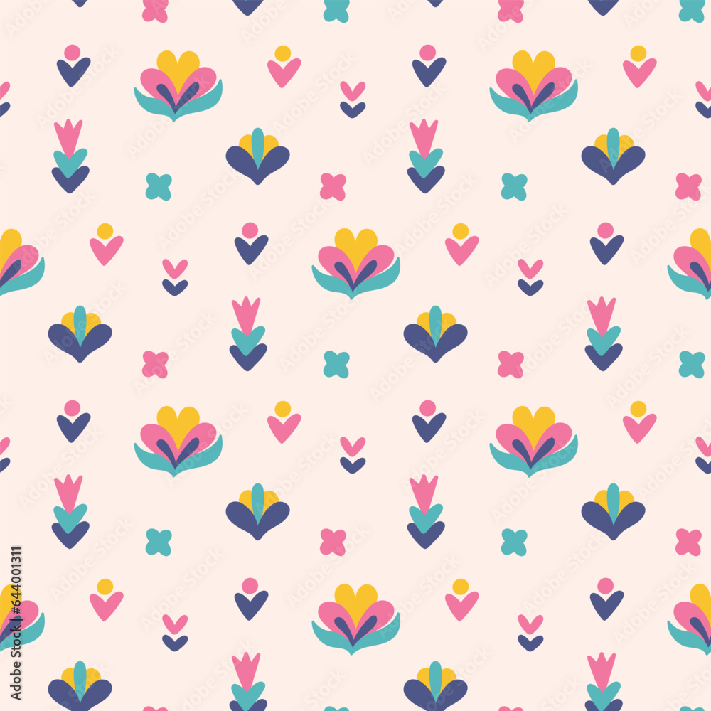 custom made wallpaper toronto digitalScandinavian seamless pattern in flat style on beige background. Floral print. Vector illustration. Abstract wallpaper.